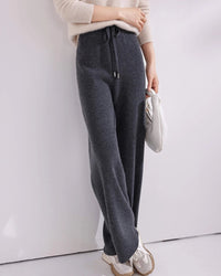 Drawstring Wide Leg Knitted Trousers
