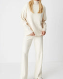 Half-Turtleneck Knit Sweater & High Waist Wide-Leg Trouser 2-Piece Set