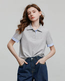 Embroidered Piqué Short Sleeve Top