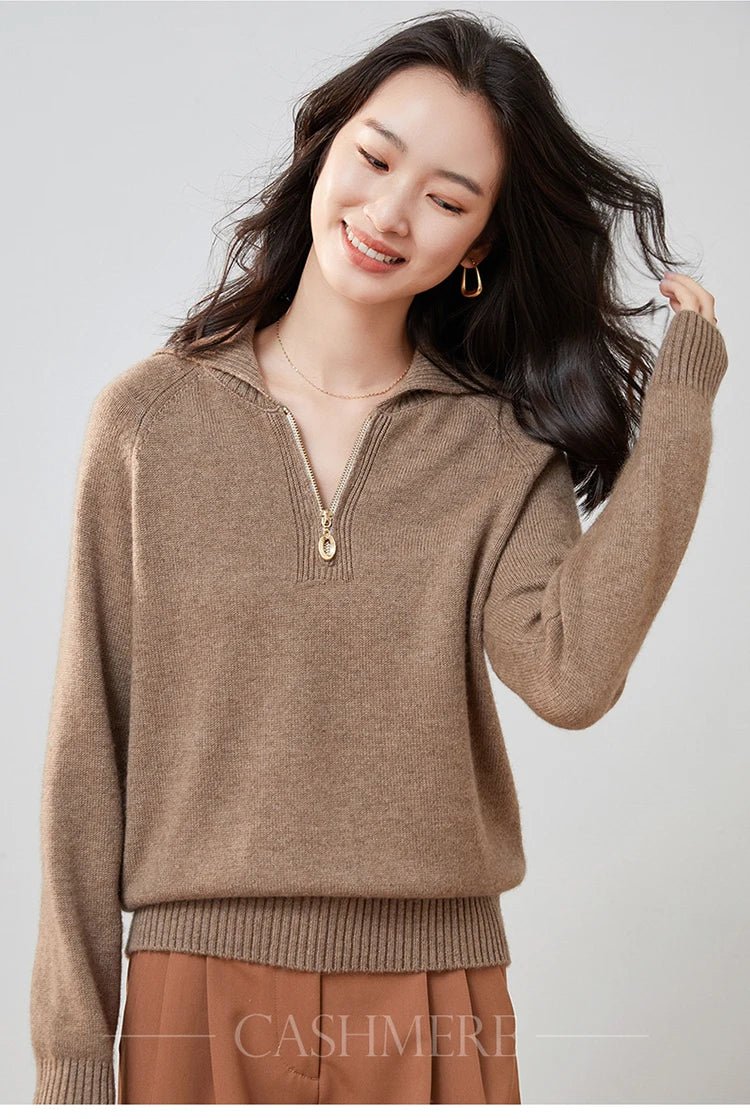 Pure Cashmere Half-zip Collar Jumper