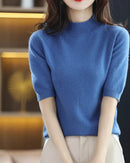 Merino Wool Mock Neck Knit Top