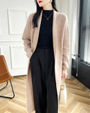 Loose-Fitting Long Wool Cardigan Sweater
