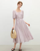 Puff Sleeve Square Neck French Style Dress