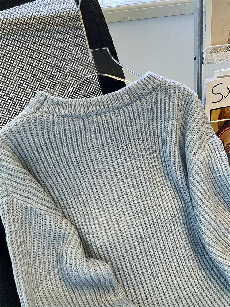 Round-Neck Oversized Knitted Pullover