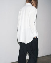 Simple Commuter Lapel Drop Shoulder Sleeve Shirt