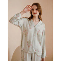 Flower Printed Satin Pajama Set