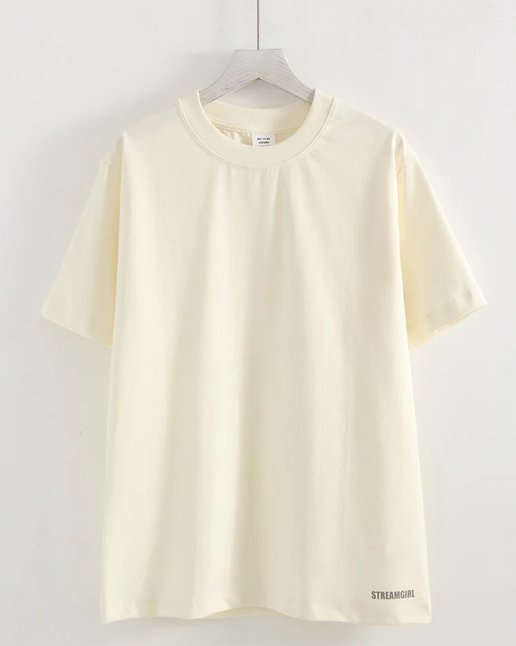 Loose Cotton Knit O-Neck Tee