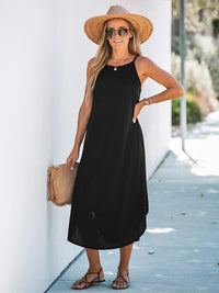 Scoop Neck Spaghetti Flowy Maxi Dress