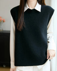 Wool Knit Sleeveless Sweater Vest