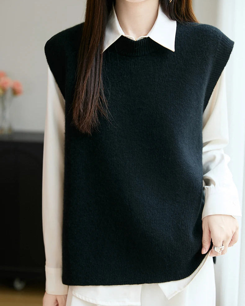 Wool Knit Sleeveless Sweater Vest