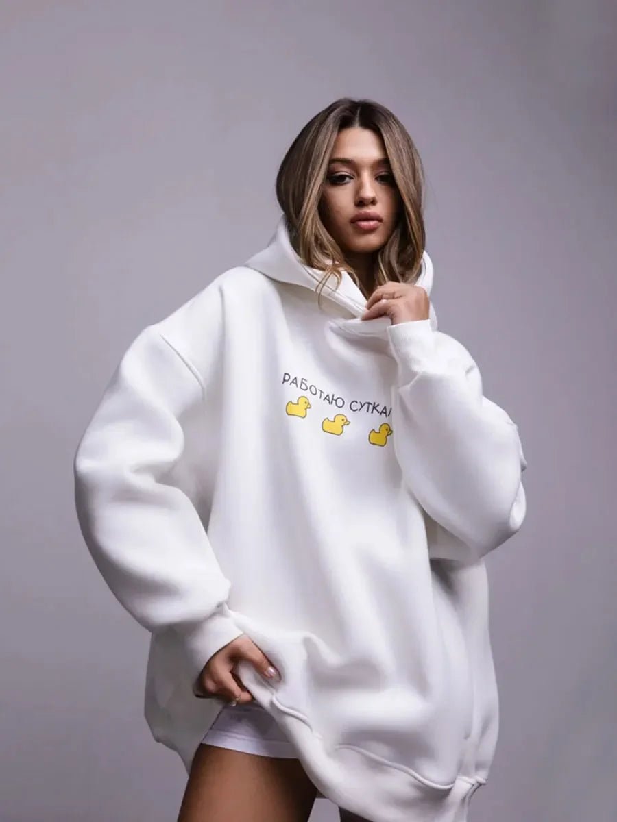 Oversized Ducks Printed Hoodie