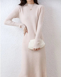 Ribbed Merino Wool Midi Dress