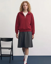 Relaxed-Fit Zip-Up Mock-Neck Sweater