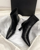 Stylish Pointed-Toe Zipper Chunky Heel Ankle Boots