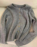 Cashmere Cable-Knit Gold Button Cardigan