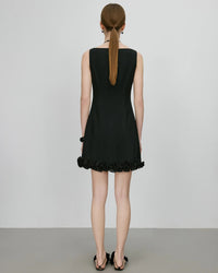 High-End Boat Neck Petal Design Dress