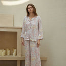 Rayon Satin Floral Print Lapel Pajamas