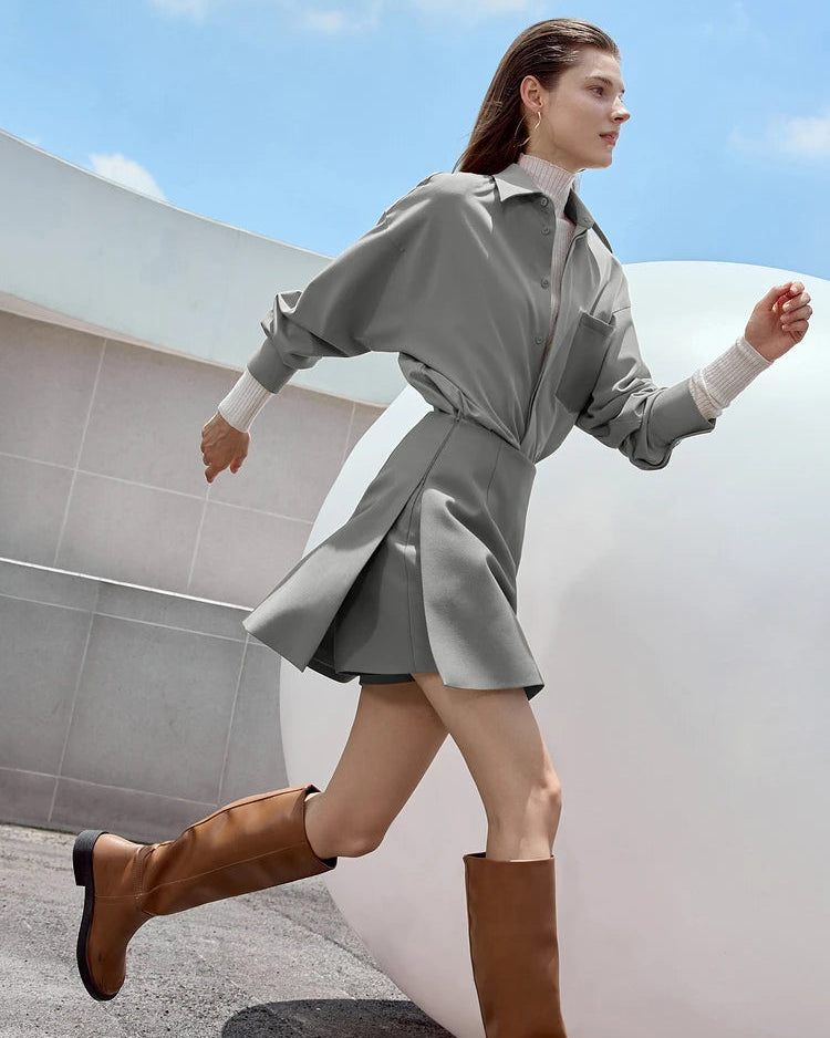 Casual High-Waisted Suit A-Line Skirt