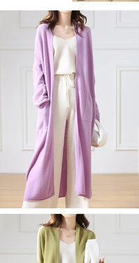 Open Front 100% Merino Wool Long Cardigan