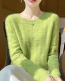 Wool O-Neck Hollow-Out Pullover Sweater