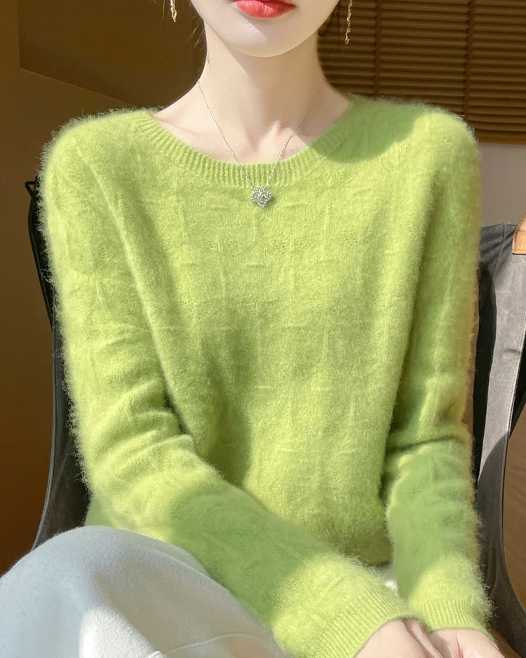 Wool O-Neck Hollow-Out Pullover Sweater