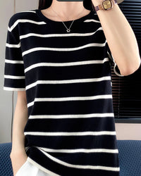 Casual Cotton Patchwork Short Sleeve Top