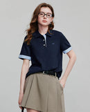 Embroidered Piqué Short Sleeve Top