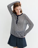 Striped Knit Long-Sleeve Top