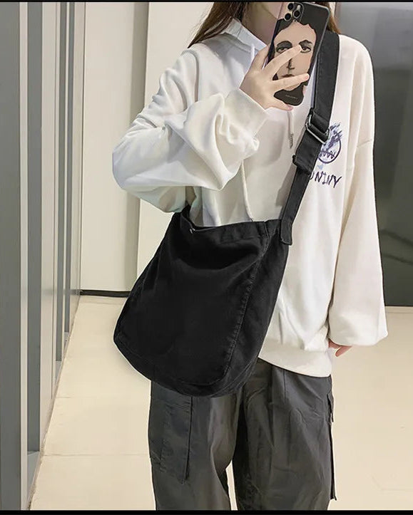 Soft Canvas Crossbody Shoulder Bag