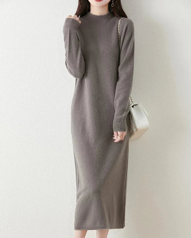 Merino Wool Mock Neck Knit Dress