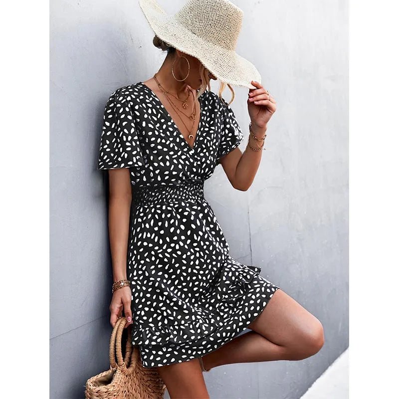 V-Neck Floral Mini Dress