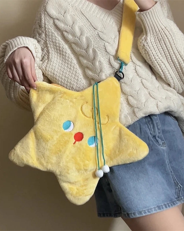 Star-Shaped Faux Fur Crossbody Bag