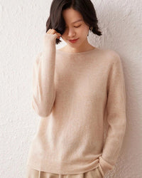 Crew Neck Long-Sleeved Cashmere Knit Sweater