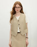 Tailored Linen Blend V-Neck Vest