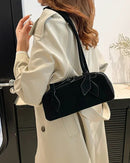Faux Suede Bowling Shoulder Bag