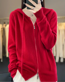 Merino Wool Hooded Zip Cardigan