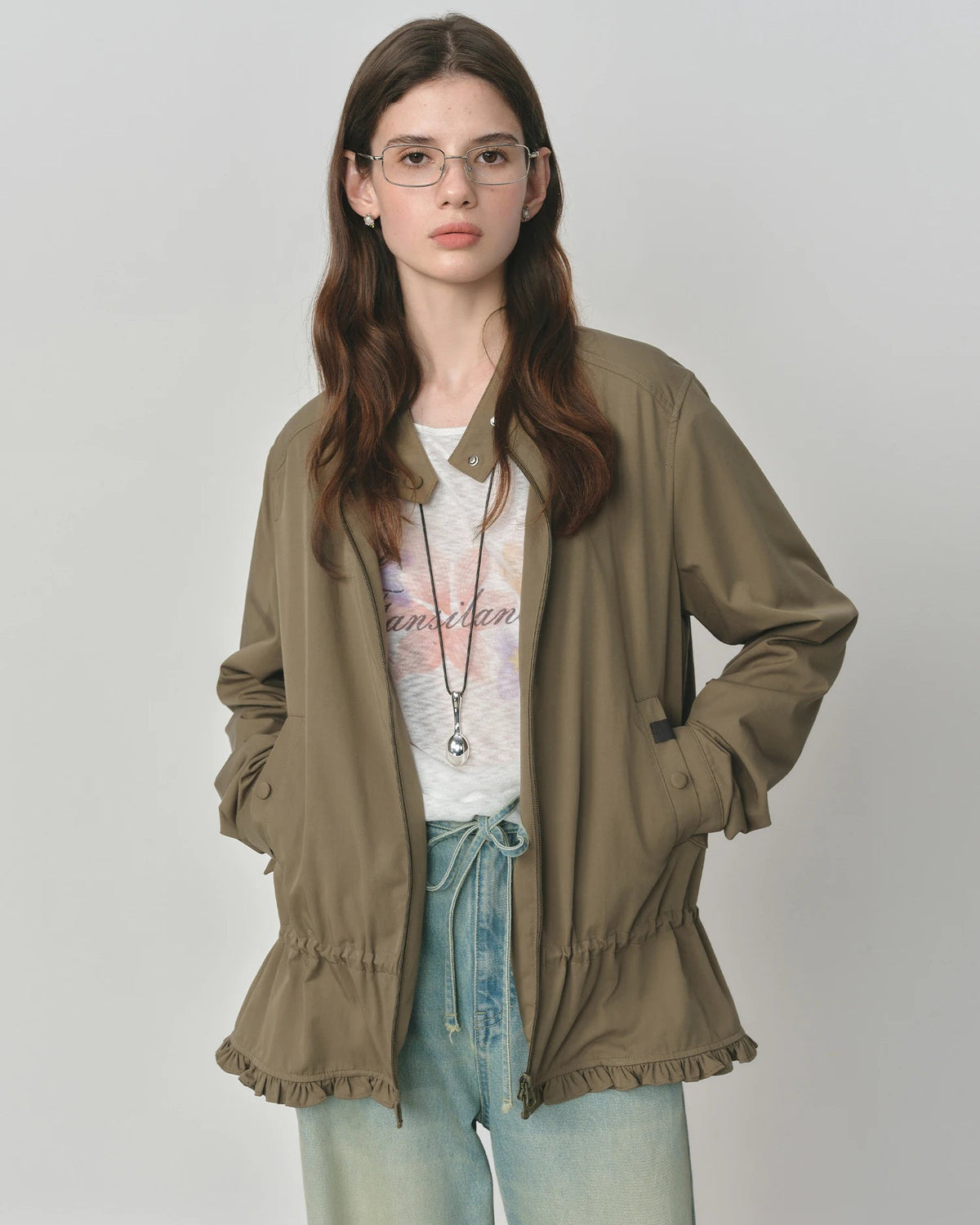 Cotton Modal Zip Collar Jacket