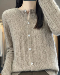 Thick Button-Front Merino Wool Cardigan