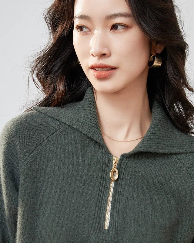 Pure Cashmere Half-zip Collar Jumper