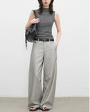 Herringbone Wide-Leg Suit Trousers