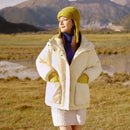 Textured Solid Color down Hooded Outerwear