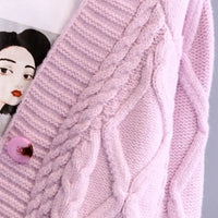 Twist Short V-Neck Single-breasted Knitted Cardigan