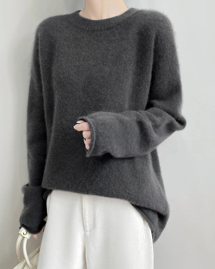 Longline Cashmere Crewneck Sweater