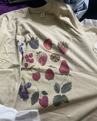 Aesthetic Berry Print Casual Cotton Top
