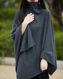 Wool Shawl-Style Mid-Length Sleeveless Pullover