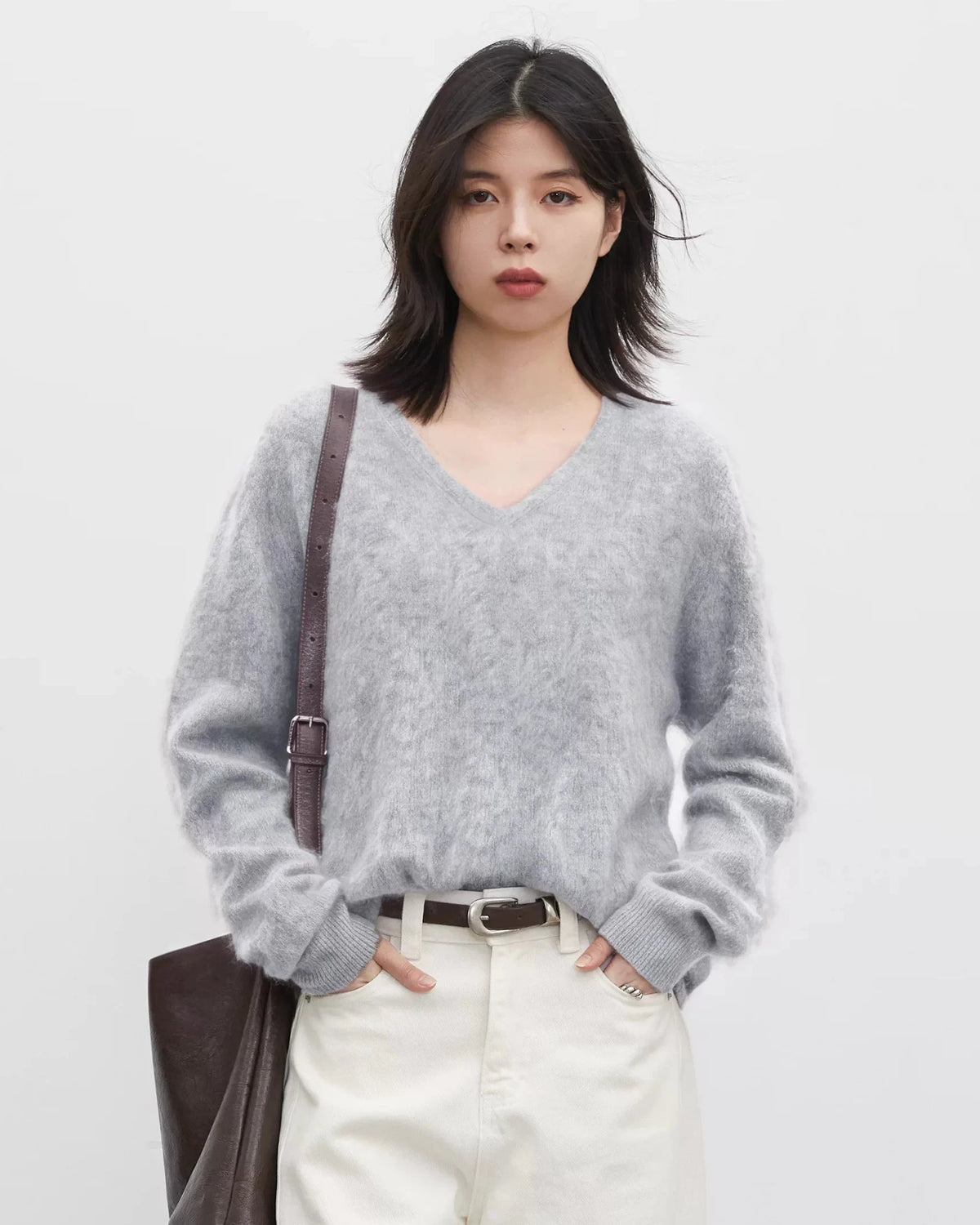 Wool Cashmere V-Neck Pullover