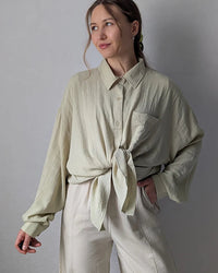 Oversized Linen-Blend Long-Sleeve Shirt