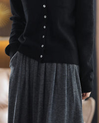 Merino Wool Knit A Line Midi Skirt