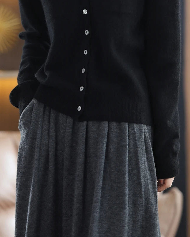 Merino Wool Knit A Line Midi Skirt