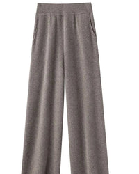 High-Waist Knit Wide-Leg Floor-Length Pants